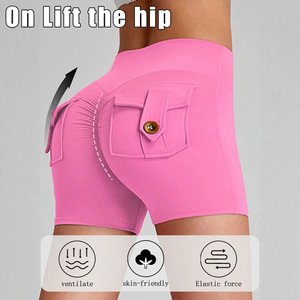 Pantalones cortos deportivos de cintura alta Xiyin para mujer con bolsillos, pantalones de yoga y fitness grises, tallas S, M, L, 2XL, 3XL, 4XL, 5XL - Product Image 5