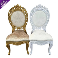 Chaise de jardin en résine plastique dorée et blanche sculptée, style royal de luxe, pour mariage, événement, banquet, réception – Fournisseur direct usine