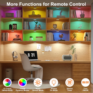 Wireless Step <b>Light</b> Rechargeable Puck <b>Lights</b> with Charging Station Colorful RGB <b>Motion</b> <b>Sensor</b> Puck <b>Light</b> Under Cabinet Lighting - Product Image 3