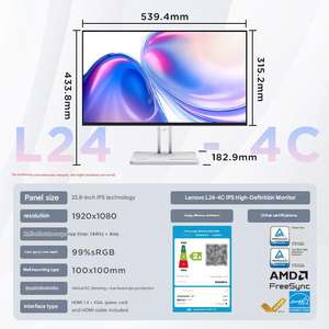 Moniteur d'ordinateur 23,8 pouces FHD 144Hz IPS WLED, 99% SRGB, protection des yeux, écran de jeu avec haut-parleurs intégrés pour une utilisation professionnelle sur ordinateur de bureau - Product Image 6