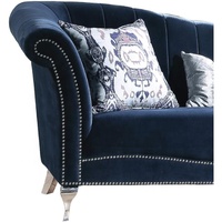 Thrisglam — canapé en bois, ensemble de canapés à dos, tissu de velours bleu, avec taies d'oreillers, style ancien, pour la salle de séjour