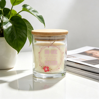 Lilin Aroma Kaca Cetak Kustom Personal Grosir dengan Tutup Bambu, Lilin Kedelai dengan Kutipan Kustom, Lilin Hadiah untuk Hadiah Ulang Tahun