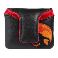 Housse de putter de golf carrée en cuir PU noir avec broderie loup et fermeture magnétique pour putter mallet de grande taille, idéale pour le dropshipping
