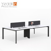 Système de bureau moderne en métal à plan ouvert, structure de bureau modulaire pour 4 personnes, espace de travail collaboratif