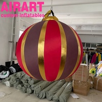 Ballon de Noël d'éclairage gonflable décoré par bord d'or pour accrocher d'intérieur