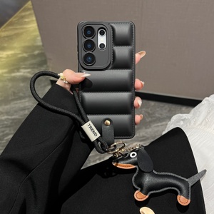 Coque 3D en TPU souple avec sangle de poignet et pendentif chiot mignon pour Samsung <span class=keywords><strong>Galaxy</strong></span> <span class=keywords><strong>S22</strong></span> S23 S24 S25 S26 Ultra, style doudoune - Product Image 3