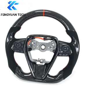 Volant en cuir personnalisé Alcantara en fibre de carbone forgée pour Toyota Camry 8 8e génération Xv70 Corolla Alio Hybrid Accessoires 2018 - Product Image 4