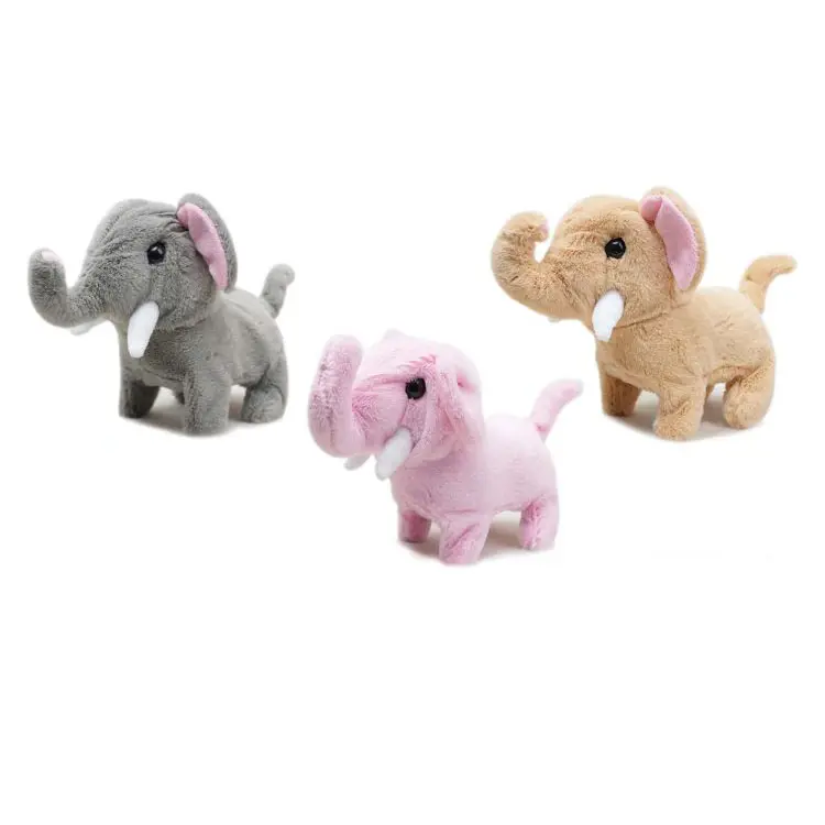 Vendita calda giocattoli di peluche elettrico da passeggio cartone animato elefante abbaiare Wag coda regalo di compleanno per i bambini