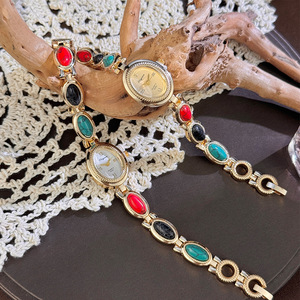 Nuevo Reloj de Pulsera Elegante <span class=keywords><strong>para</strong></span> Mujer con Cuentas de Malaquita y Cuarzo, Regalo <span class=keywords><strong>para</strong></span> Mamá, de Lujo Ligero, Venta Caliente en TikTok, JM008 - Product Image 2