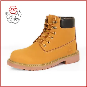 Waterproof Anti-slip Industrial Safety Boot Microfiber PU Leather Steel Toe Rubber Bottom Safety Shoe Yellow Boots