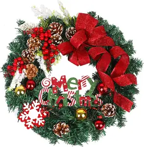 45CM Usine Vente Directe PVC Artificielle De Noël Suspendu Décoration Guirlande pour Porte D'entrée Décor