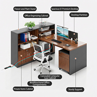 Support CPU avec tiroir verrouillable, gestion des câbles, meuble de bureau commercial robuste, postes de travail pour personnel de bureau