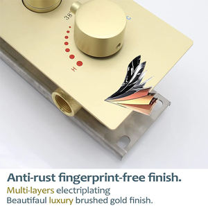 <span class=keywords><strong>HOMEDEC</strong></span> Or brossé 3 fonctions 3 voies 4 poignées vanne thermostatique dissimulée pour eau de douche avec boutons ronds - Product Image 5