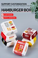 Boîte d'emballage pour hamburgers à emporter non pliable, boîte d'emballage pour produits de boulangerie, boîtes en papier, boîte à takoyaki, boîte à hamburger