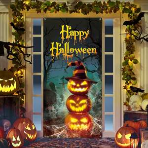 Décorations de fête d'Halloween pour maison hantée : Housse de porte effrayante <span class=keywords><strong>Clown</strong></span> Zombie, Bannière suspendue personnalisable pour la maison - Product Image 3