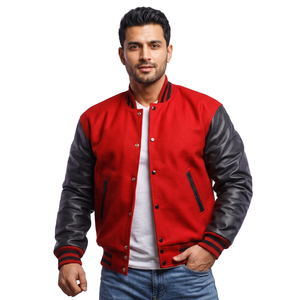 FINER THREADS Vestes de baseball décontractées pour hommes, design personnalisé, hiver, manches et col montant assortis, 100% coton - Product Image 1