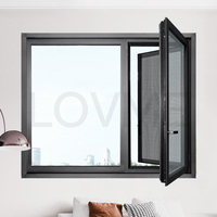 Marco ultra estrecho Diseño de ventana de Casa Anti-deformación Aislamiento térmico Ventanas abatibles de aluminio negro