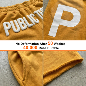 Private Label Manufacturer Custom Puff Print Mens Sweat <b>Shorts</b> Summer Elastic Waist Washed 100% Cotton Jogger Raw Edge <b>Shorts</b> - Product Image 2
