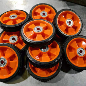 Hand <b>Tool</b> <b>Cart</b> Casters 150mm Orange Solid Rubber Wheels Durable <b>For</b> Handcart Use - Product Image 3