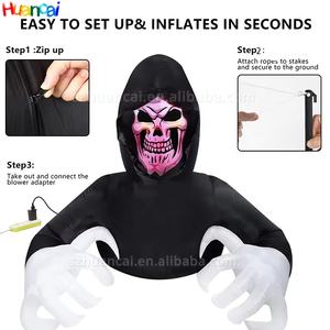2025วันฮาโลวีนปีศาจเป่าลมพร้อมไฟสีดำแหลมทรงปิศาจออกแบบได้เองตกแต่งเทศกาล - Product Image 3