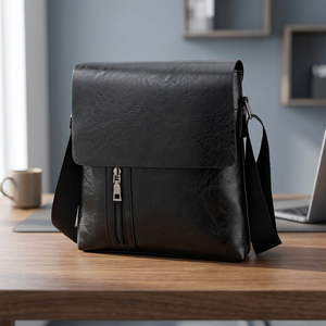 Ensemble cadeau promotionnel personnalisé, organiseur/agenda élégant en cuir véritable multifonctionnel avec logo personnalisé gravé en noir - Product Image 1