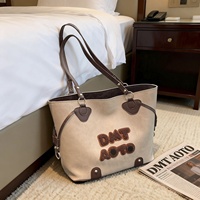 SAIDING 2026 Nuevo Bolso de Hombro Vintage con Letras para Otoño, Bolso de Mano de Alta Gama para Mujer, con Cierre, Capacidad Media/Grande, PU