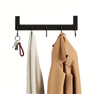 Porte-manteau mural en fer à 6 crochets pour porte, décoration, rangement domestique pour vêtements, serviettes, sacs et manteaux - Product Image 1