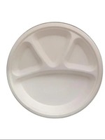 Assiette jetable en bagasse écologique à 4 compartiments |   Assiette robuste en fibre de canne à sucre biodégradable pour les repas, les fêtes et la restauration