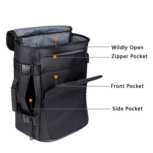 Custom Hot Sale Large Capacity Waterproof Roll Top <b>Laptop</b> <b>Rucksack</b> Backpack Frosted Pu Leather Usb Anti-theft Fea - Product Image 5