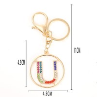 Porte-clés Lettre Initiale en Strass, Alliage de Zinc, Anneau de Clé Alphabet A-Z, Breloque de Sac en Cristal, Porte-clés de Voiture, Cadeau Monogramme, Accessoire Breloque