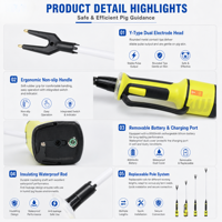 WANJIA - Fouet Électrique Rechargeable pour Bétail avec Lumière, Fouet de Manutention Durable pour Porcs, Vaches, Chèvres, Gestion d'Exploitation Agricole