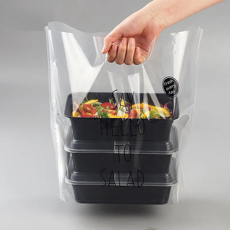 Disposable Plastic Take-out Package Bag Restaurant Shop Salad Packing Tools