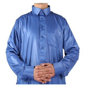 Jalabiya de Color Liso <span class=keywords><strong>Estilo</strong></span> Árabe Saudí Al Haramain, Thobe Musulmán de 2 Piezas con Pantalón <span class=keywords><strong>para</strong></span> Oración - Product Image 3