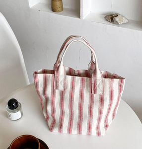 Bolso pequeño a rayas, mini bolso de lona de gran capacidad versión coreana, bolso sencillo, bolso de compras - Product Image 3