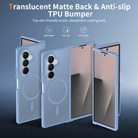 Casing Ponsel Magnetik Transparan Biru Muda untuk Samsung Z Fold 7 8 Ultra iPhone Duo, Sentuhan Lembut, Anti Benturan, Grosir
