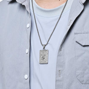 Hip Hop Diamond Prayer Hand <b>Cross</b> Necklace Unisex Everyday Wear Geometric Pendant Round Brilliant Cut Side Stone - Product Image 2