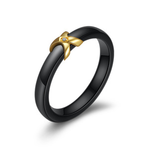 Black And White Ceramic X Shape <b>Ring</b> 22mm Women's Diamond Accent <b>Couple</b> Jewelry Gift - Product Image 3