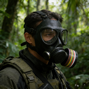 Respirador Facial Reutilizable, Máscara de Gas Nuclear y Química de Supervivencia con Filtro de Carbón Activado, Equipo de Supervivencia de Plástico Resistente a la Pintura - Product Image 3