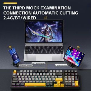 <span class=keywords><strong>Clavier</strong></span> de jeu RGB LEAVEN K98 DIY, tri-mode, mécanique, axe cyan, touches entièrement remplaçables à chaud pour le gaming - Product Image 3