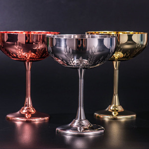 Verre à cocktail Martini en acier inoxydable 304, gobelet créatif unique avec placage cuivre-argent, design épi de blé pour flûte, 270 ml - Product Image 1
