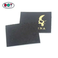 Patches de veste en cuir véritable noir personnalisés avec logo de marque imprimé en aluminium