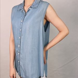 Camisas de Mezclilla sin Mangas con Botones, Cómodas, de Fábrica OEM, para Mujer, Tops Holgados de Mezclilla, Casuales de Verano - Product Image 2