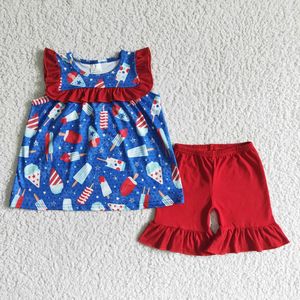 Ensemble short rouge pour fille, motif popsicle, pour la Fête Nationale d'été - Product Image 1