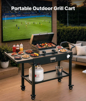 Chariot de barbecue pliable pour l'extérieur, table de préparation pour pique-nique, cuisine, cour