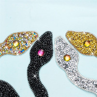 Patch décoratif DIY pour vêtements, en strass brillant, diamant, serpent, cristal transparent, écologique, luxe, transfert thermique, adhésif à chaud