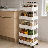 Chariot de rangement étroit à 5 niveaux avec roulettes pour cuisine, salle de bain, buanderie, chariot utilitaire domestique
