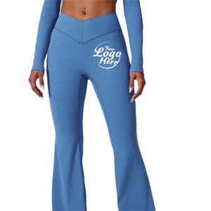 Leggings Cortos de Yoga de Cintura Alta Personalizados para Otoño/Invierno, Diseño de Cintura Cruzada, Estampado de Cadera de Durazno, Cintura Elástica - Product Image 1