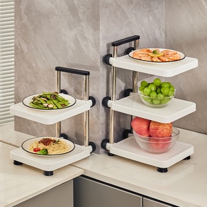 2/3/4 Layer Cabinets Miscellaneous Items Desktop <b>Kitchen</b> Storage Organizing Box Pot Cover Storage <b>Rack</b> with Pulley - Product Image 1