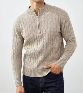 Suéter con Capucha y <span class=keywords><strong>Cuello</strong></span> <span class=keywords><strong>Alto</strong></span> de Lana/Cachemira para <span class=keywords><strong>Hombre</strong></span>, Tallas Grandes, con Cierre de 1/4, Diseños Personalizados con Logotipo, ODM, Invierno - Product Image 1