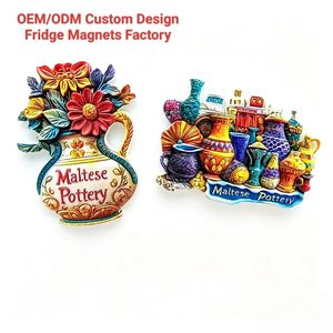 Vente en gros de souvenirs touristiques méditerranéens personnalisés en résine 3D écologique, forme irrégulière, poterie maltaise, cadeau pour réfrigérateur - Product Image 1